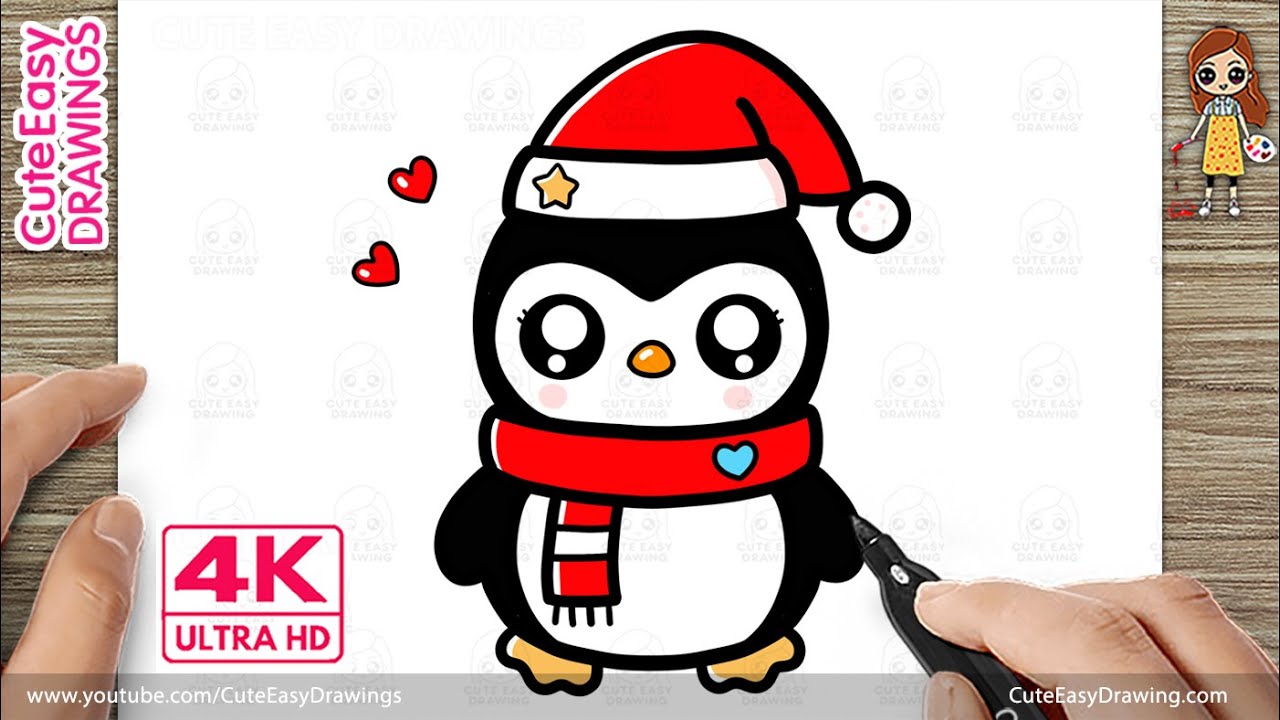 How to Draw a Cute Christmas Penguin | Easy Christmas Drawing for Kids!