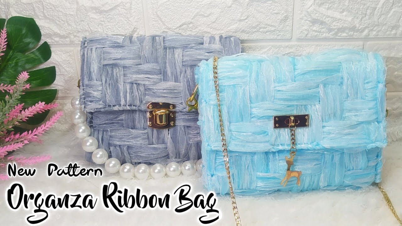ORGANZA RIBBON BAG WITH NEW PATTERN | PLASTIC CANVAS BAG