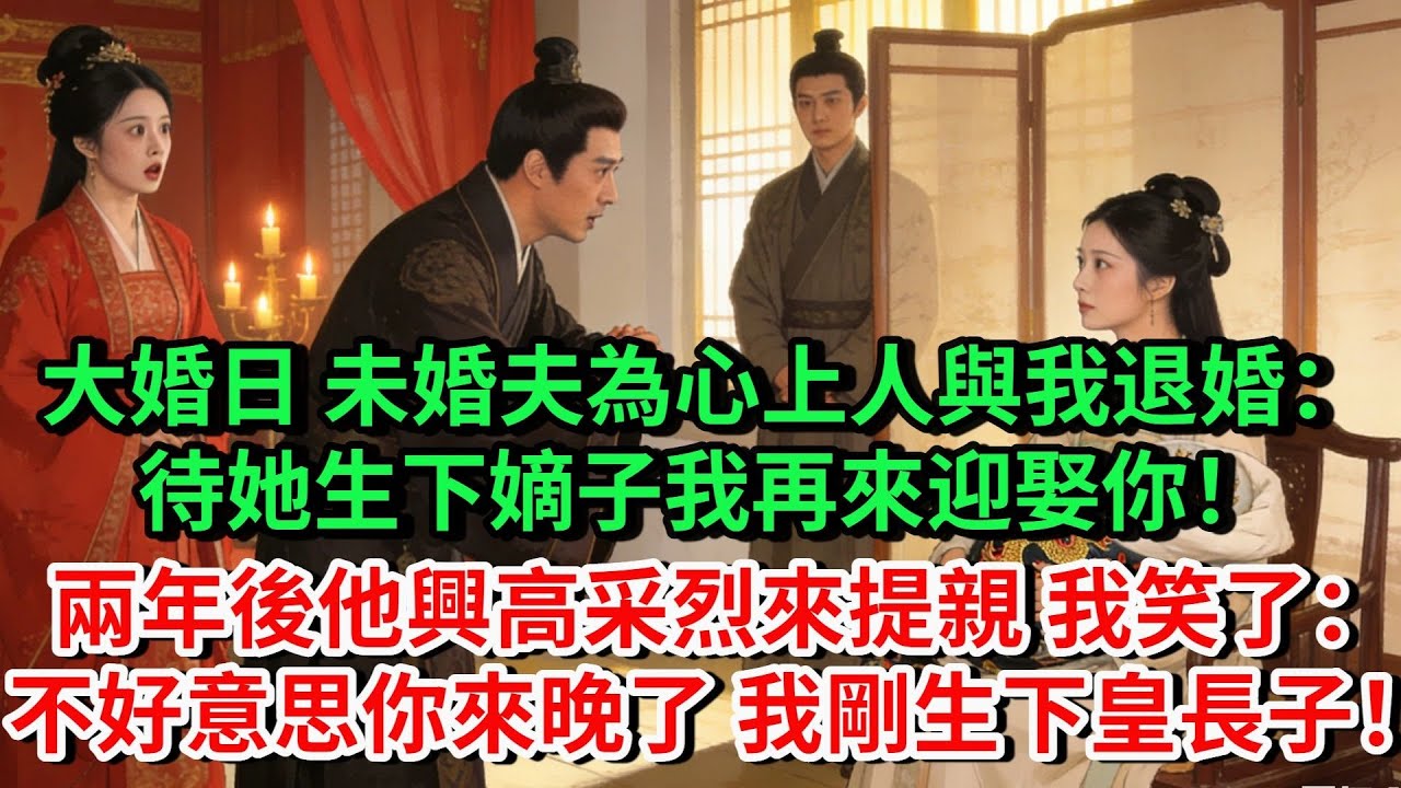 大婚當日未婚夫為心上人與我退婚：待她生下嫡子，我再來迎娶你！兩年後他興高采烈來提親 我笑了：不好意思你來晚了，我剛生下皇長子！#古言#故事#完結文