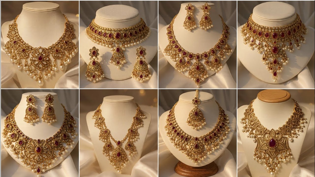 Gold Bridal Necklace Set | Luxury Gold Jewelry | Royal Gold Long Necklace Sets Collection 2026