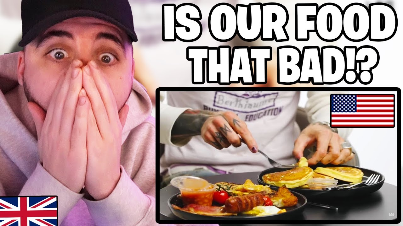 Brit Reacts to British vs American Food Taste Test!