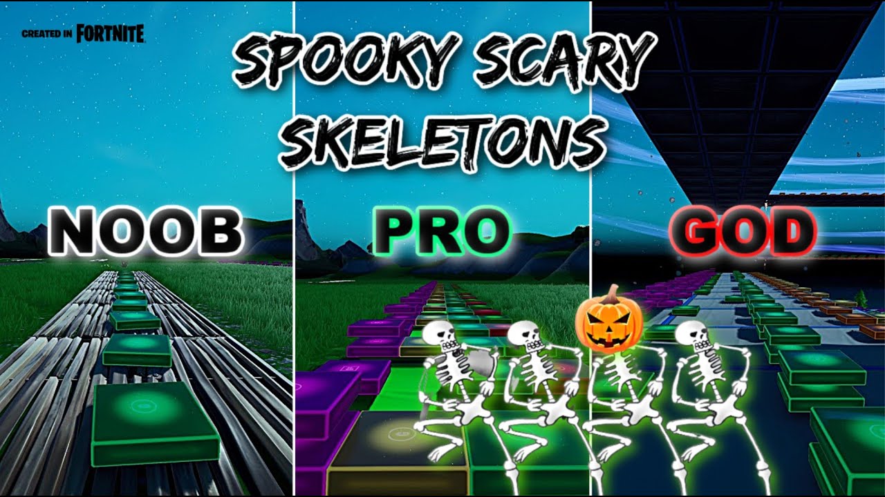 Spooky Scary Skeletons - Noob vs Pro vs God (Fortnite Music Blocks) With Map Code!