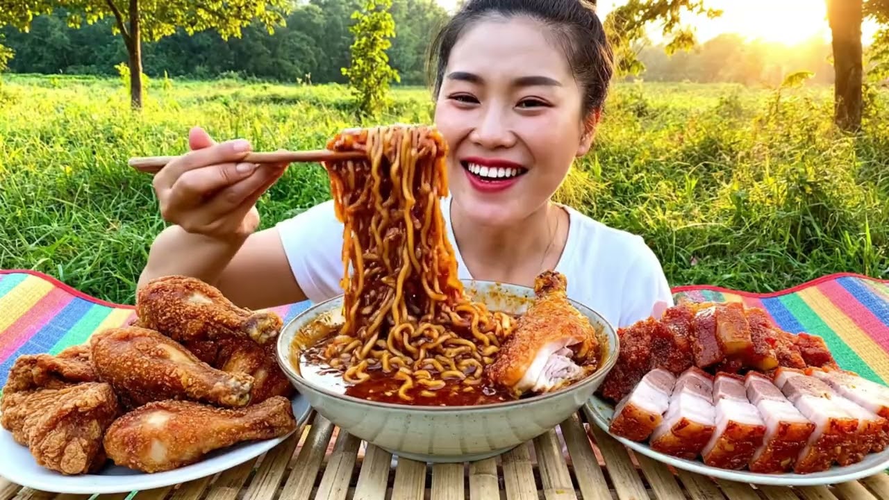 Crispy Chicken Wings and Ramen Noodles with Steaming Hot Broth
