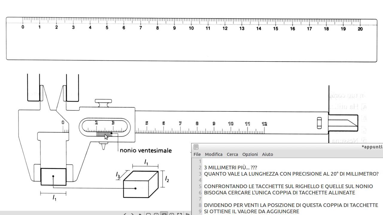 introduzione alla fisica: il calibro a nonio ventesimale