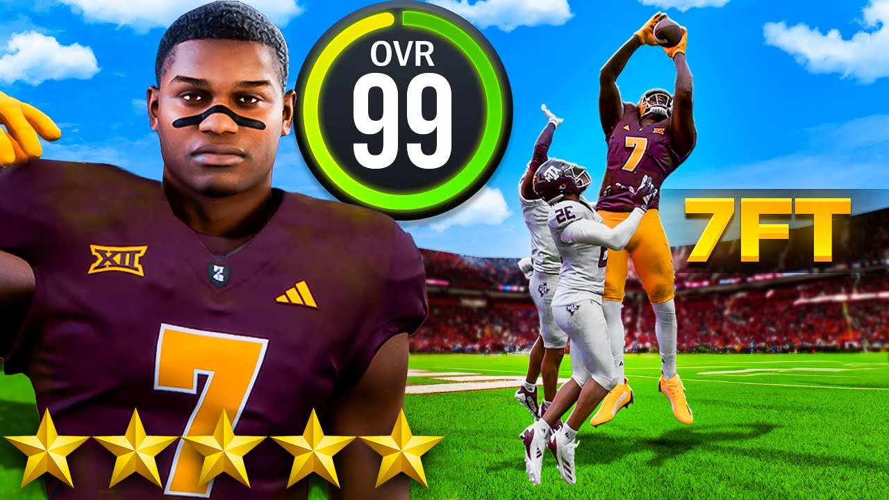 The Power of a 99 OVR 7 FOOT 5 Star Wide Receiver on Heisman Difficulty...