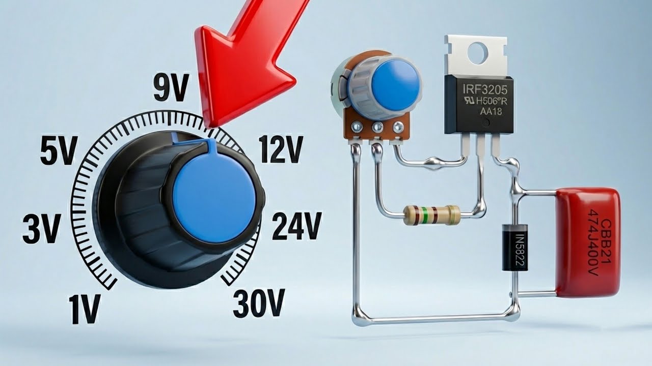 0-30V 5A Adjustable Power Supply | DIY Single MOSFET Design