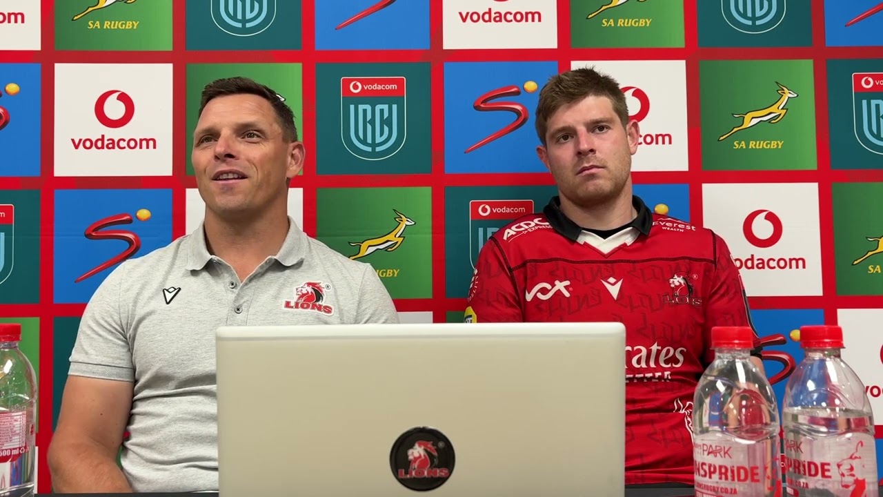 Ivan van Rooyen and Francke Horn after Lions vs Bulls URC match on 25 Jan 2025