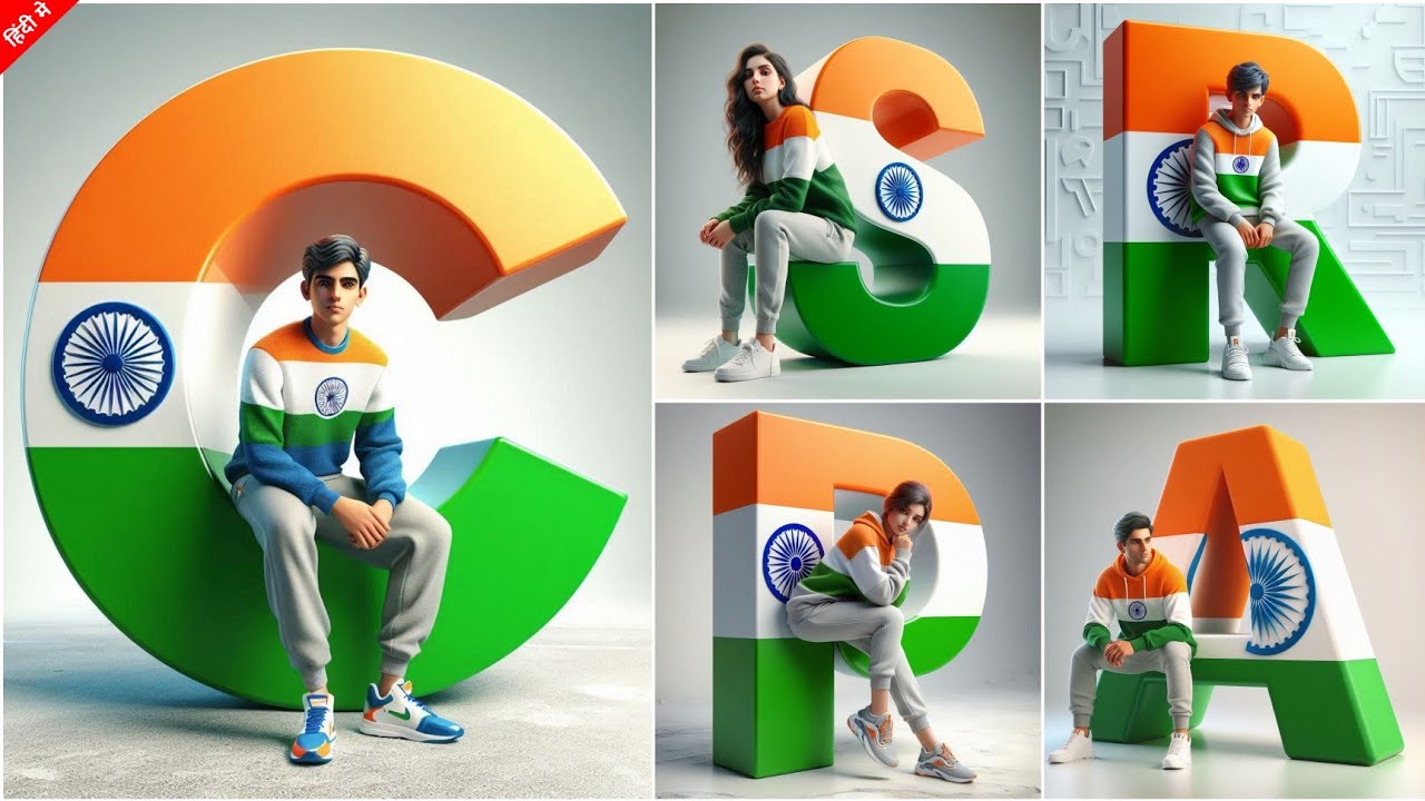 15 August 3D Name First Letter Ai Photo Editing | Independence Day Ai Photo Editing | Bing Ai Image