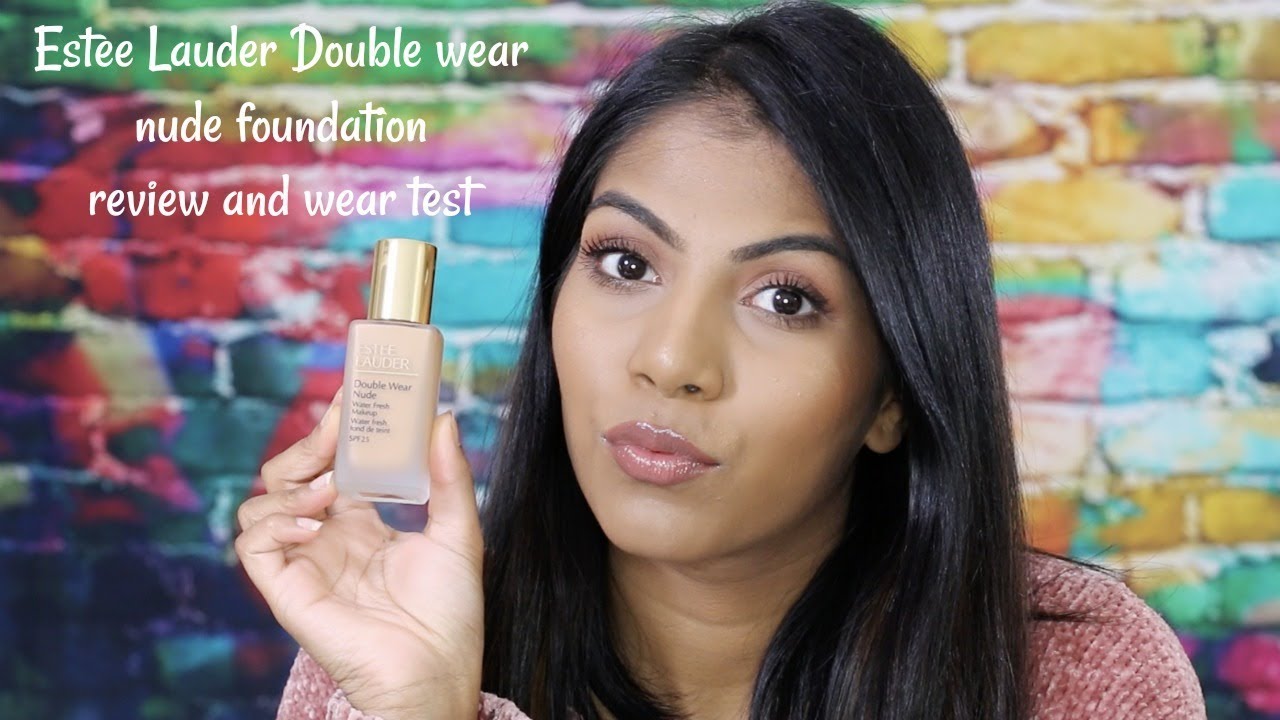 Estee Lauder Double Wear Nude Foundation Review and wear test on oily Skin 5W1 Bronze♡| Shuanabeauty