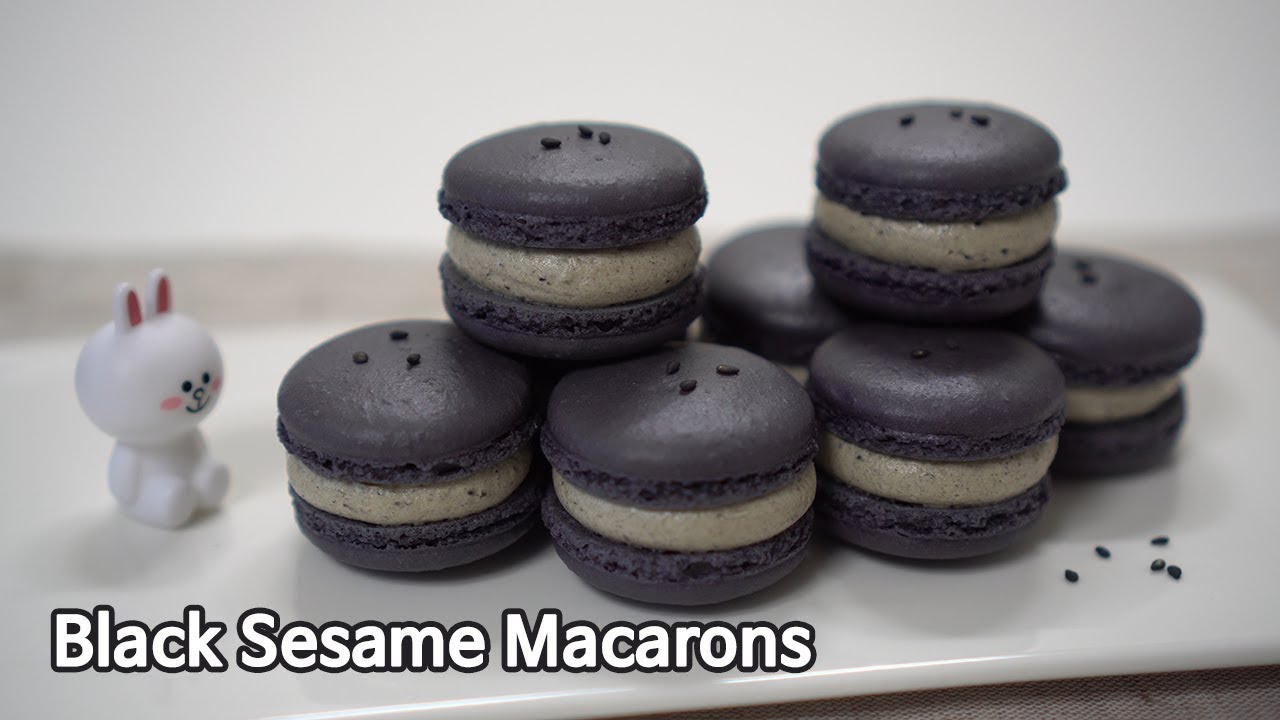 인절미 품은 흑임자 마카롱 Black Sesame Macarons | 버니파이Bunnify