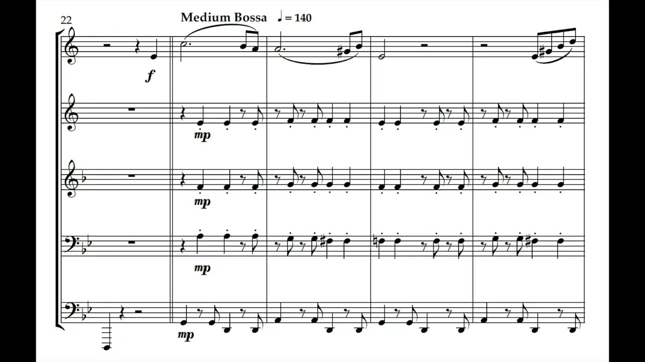 Manhã de Carnaval for Brass Quintet by Michael Pogudin