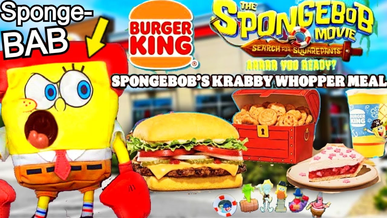 SpongeBAB eats the SpongeBob Movie Burger King Meal - SpongeBob Plush