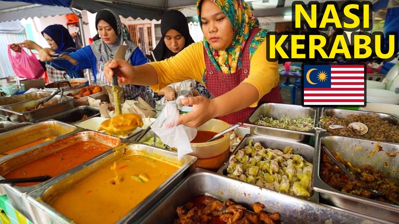 Street Food in Malaysia! Kelantan Nasi Kerabu, Nasi Dagang, Nasi Lemak! BEST Malaysian Food in JOHOR