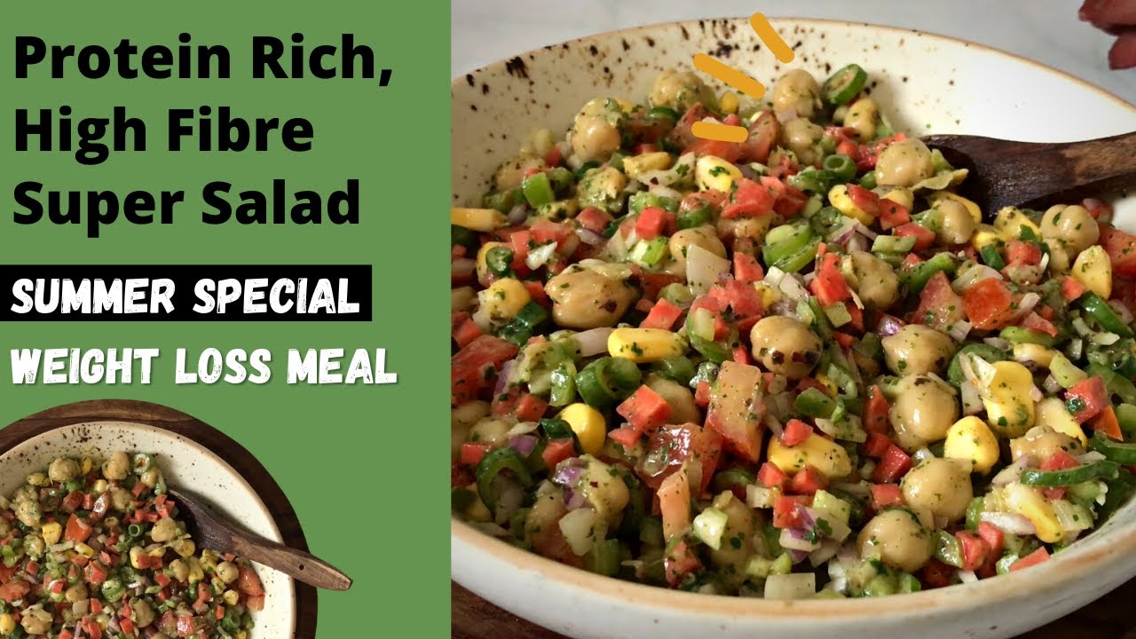 Protein Rich, High Fiber Chickpeas / Chana Super Salad Recipe | Healthy Summer Weight Loss Lunch