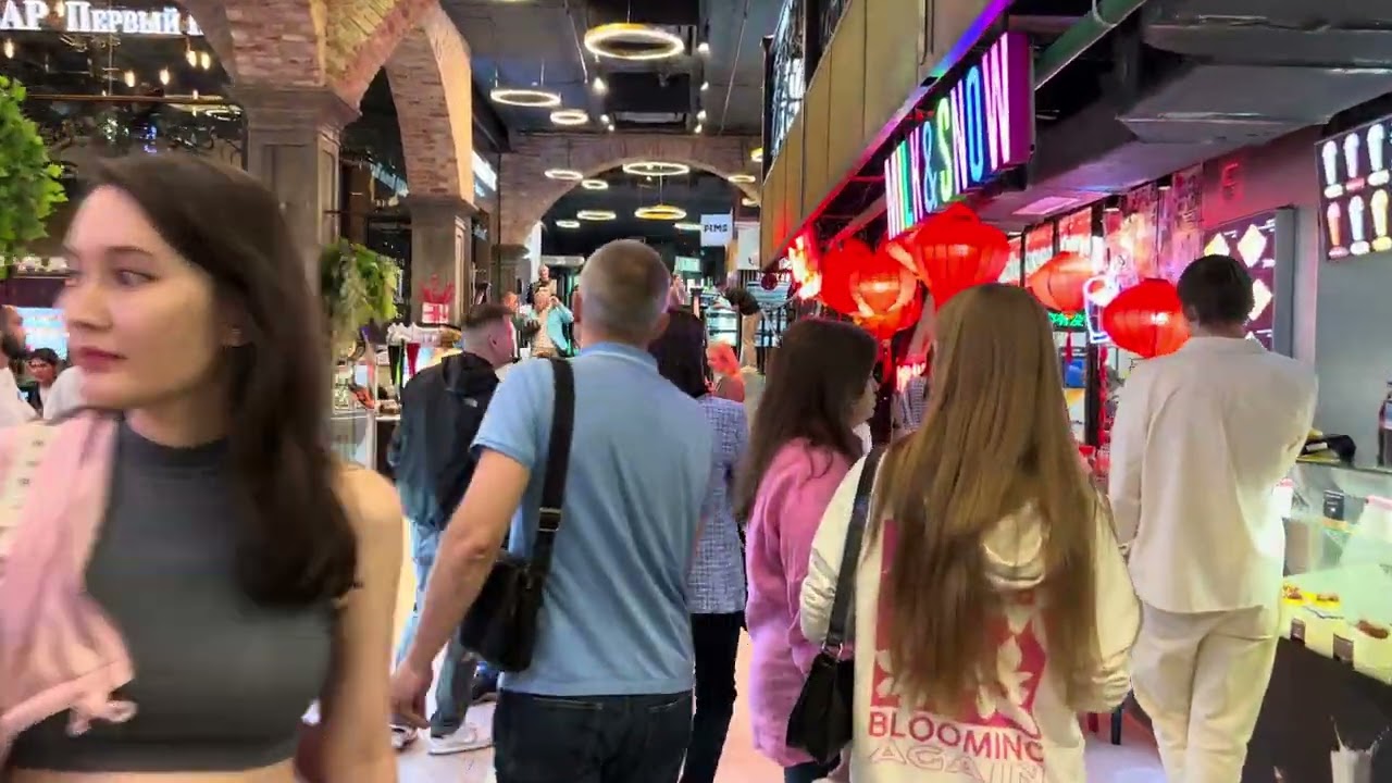 4k 2023 Moscow Summer Night Vibes at Central Market Tsvetnoy City Walking Tour Russia