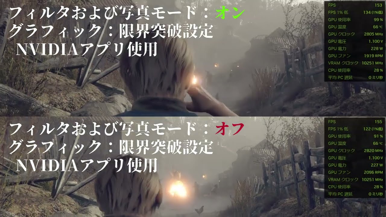 NVIDIAアプリのパフォーマンス低下問題に関する検証用動画( Ver.11.0.2.312 )