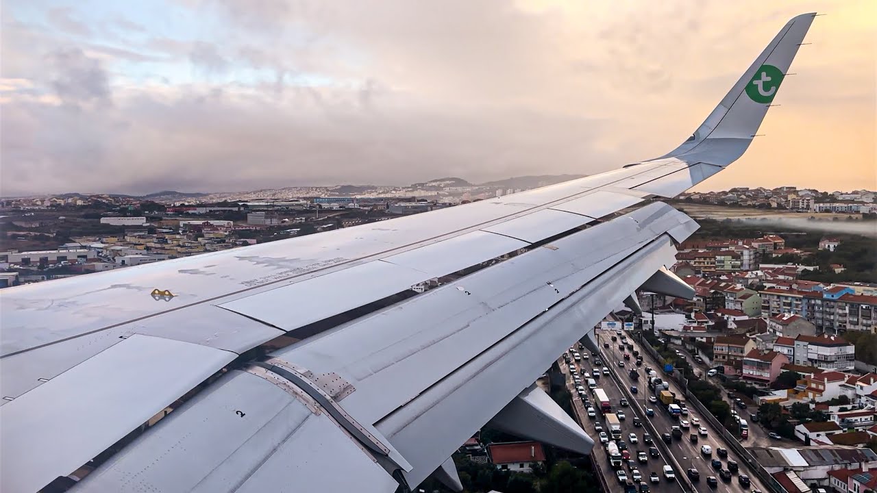 4K | Smooth Landing at Lisbon | Transavia A321NEO