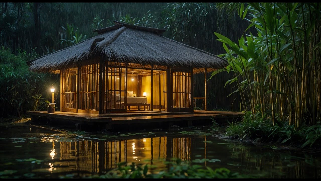 Cozy Bamboo Hut in the Rain | Relaxing ASMR Sounds for Sleep & Peace