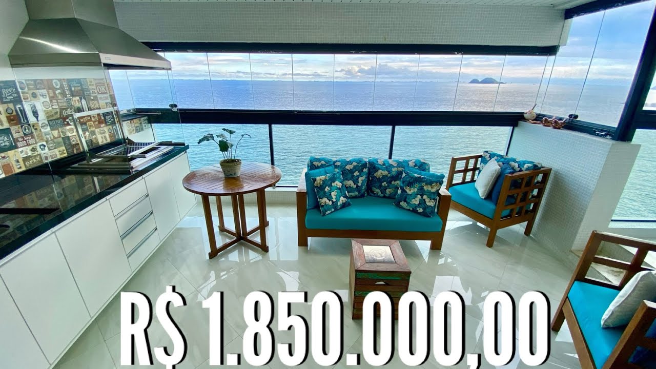 APARTAMENTO À VENDA EXCLUSIVO FRENTE TOTAL PARA O MAR NA PRAIA DAS PITANGUEIRAS COM VARANDA GOURMET