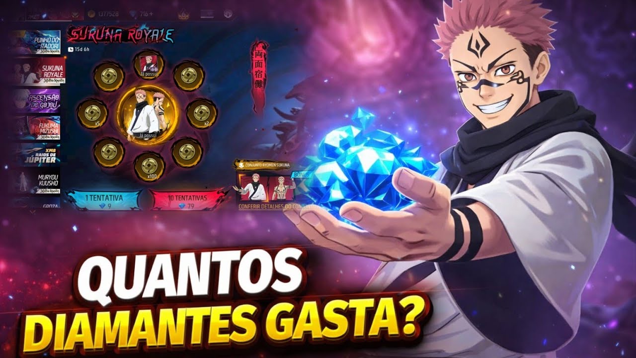 Quantos Diamantes Gasta Pra Pegar A Skin Do Sukuna No Free Fire? - Jujutsu Kaisen 