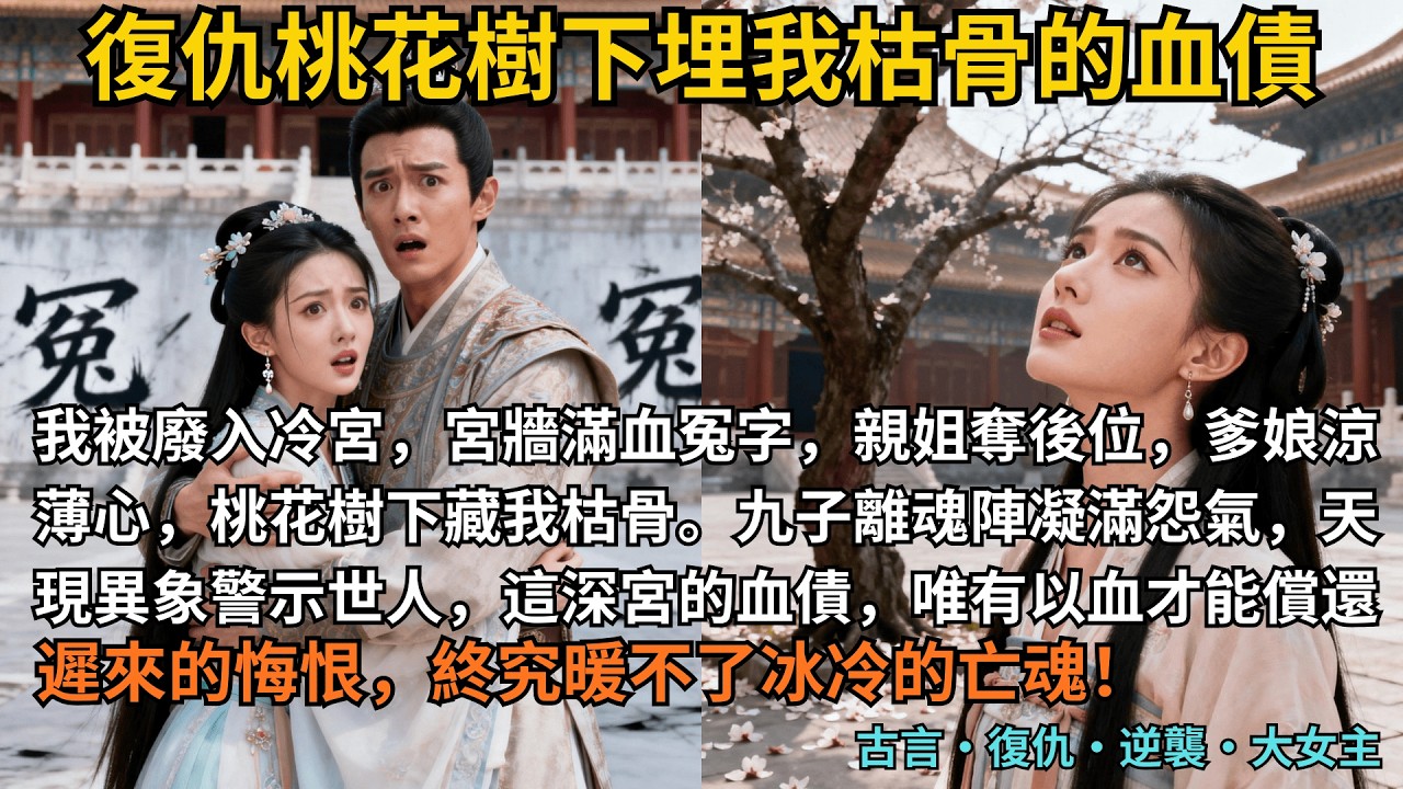【古言復仇】完結爽文，我被廢入冷宮，宮牆滿血冤字，親姐奪後位，爹娘涼薄心，桃花樹下藏我枯骨。九子離魂陣凝滿怨氣，天現異象警示世人，這深宮的血債，唯有以血才能償還！#完結 #小說 #古言小說 #復仇