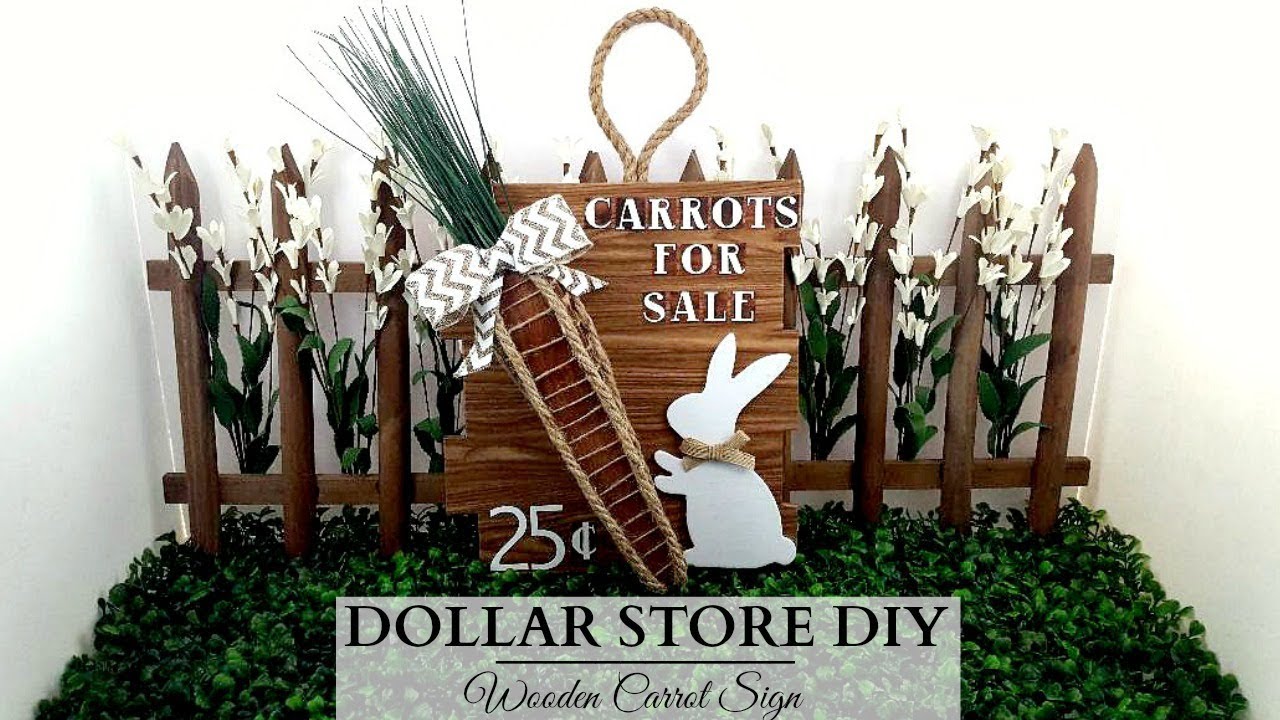 Dollar Tree DIY ~ Wooden Carrot Easter Sign ~ Rustic Spring Home Decor