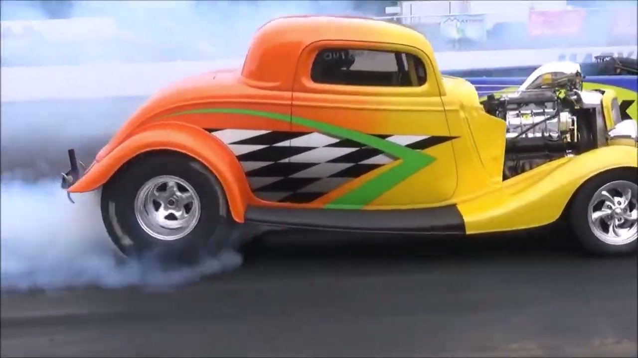 RACEDAY 1967 Camaro RS and 1933 Blown Ford Coupe Drag Track Action Dreamgoatinc Hot Rods and Classic