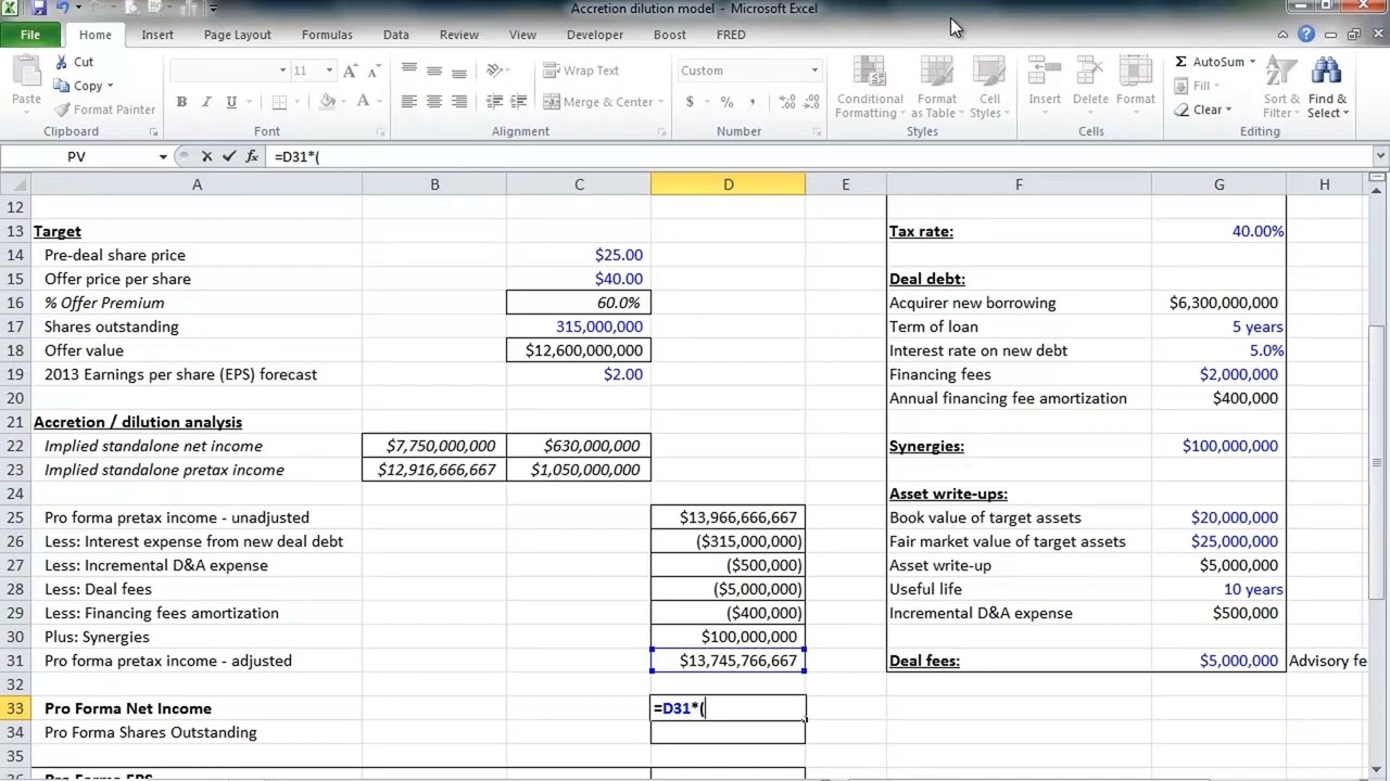 Financial Modeling Quick Lessons: Accretion / Dilution Model (Part 2) [UPDATED]
