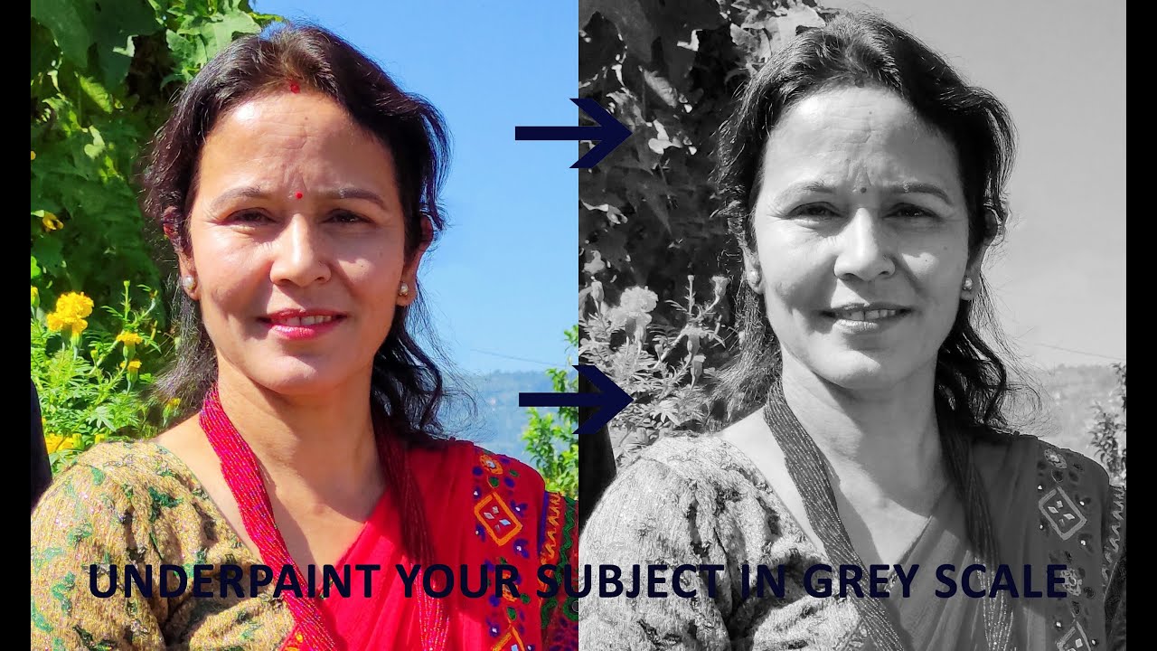 Create an UNDERPAINTING for any portrait- Monochromatic Grey Scale