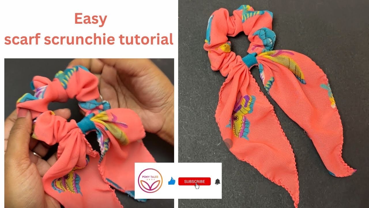 DIY scarf scrunchie | Bow scarf scrunchie | easy scrunchie tutorial | hair accessories #subscribe