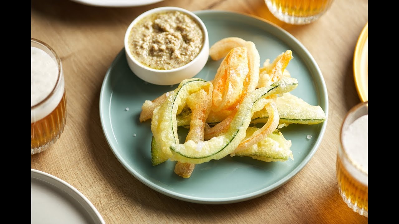 #NutFruitRecipe | Vegetable tempura with mint and hazelnut sauce
