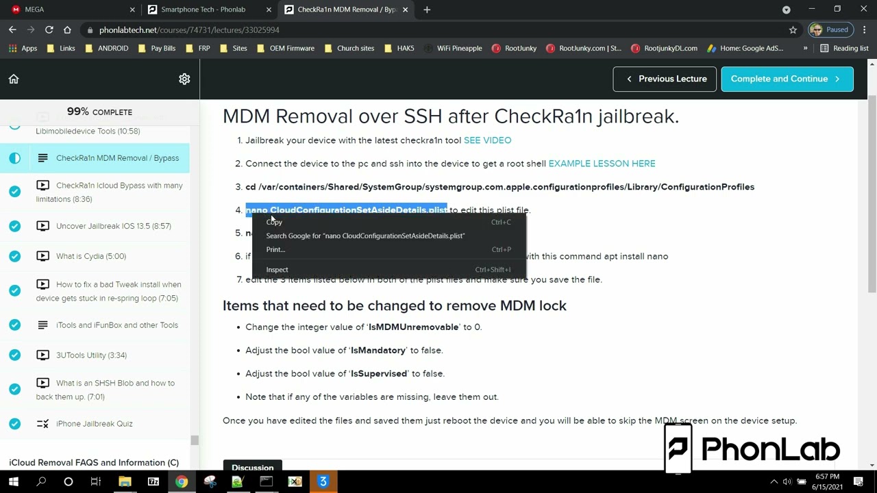 iPhone CheckRa1n MDM plist bypass