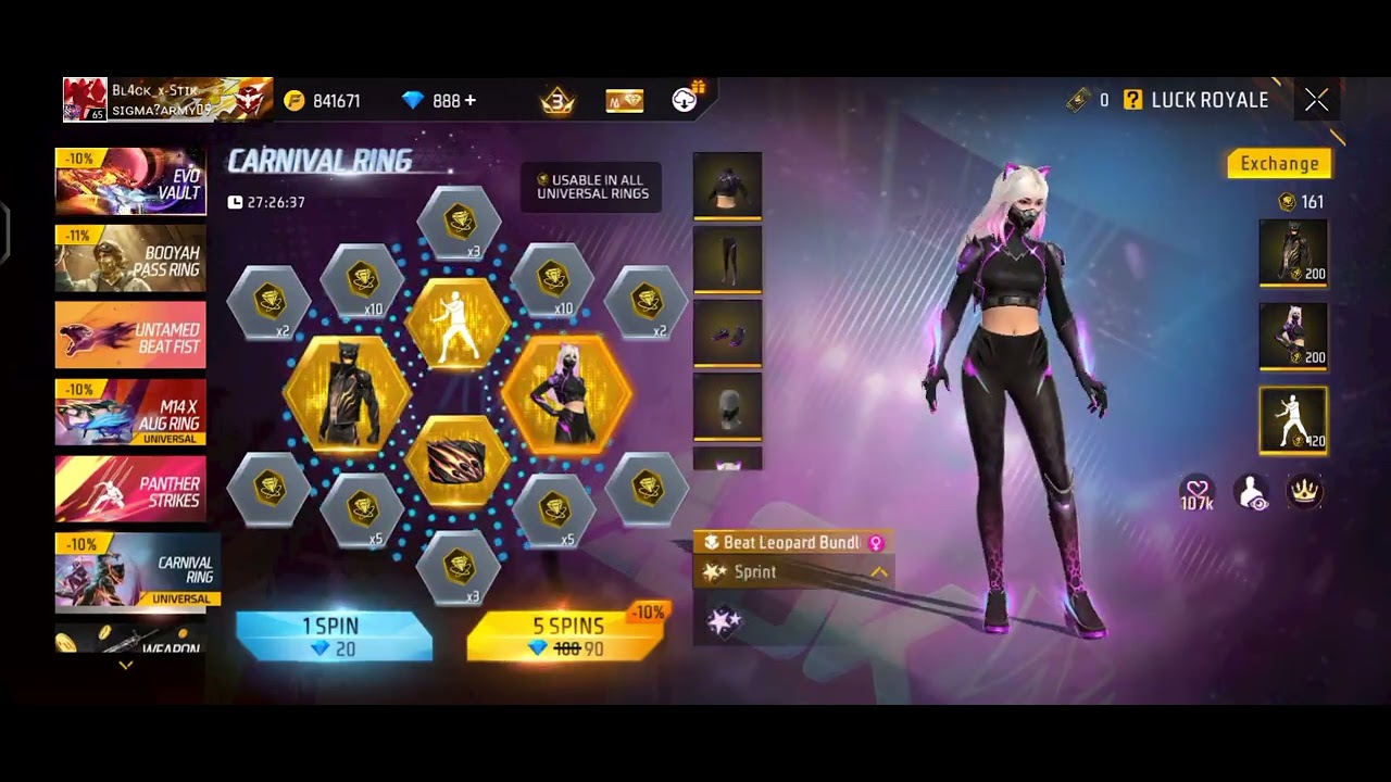 1 SPIN5LUCK ROYALEExchangeRING VOUCHER से कैसे निका 37CARNIVAL RING EVENT 1 SPIN TRICK #FREE FIRE 🔥💯