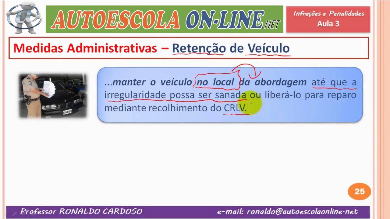 Infrações e Penalidade - Retenção Veículo - Medida Administrativa