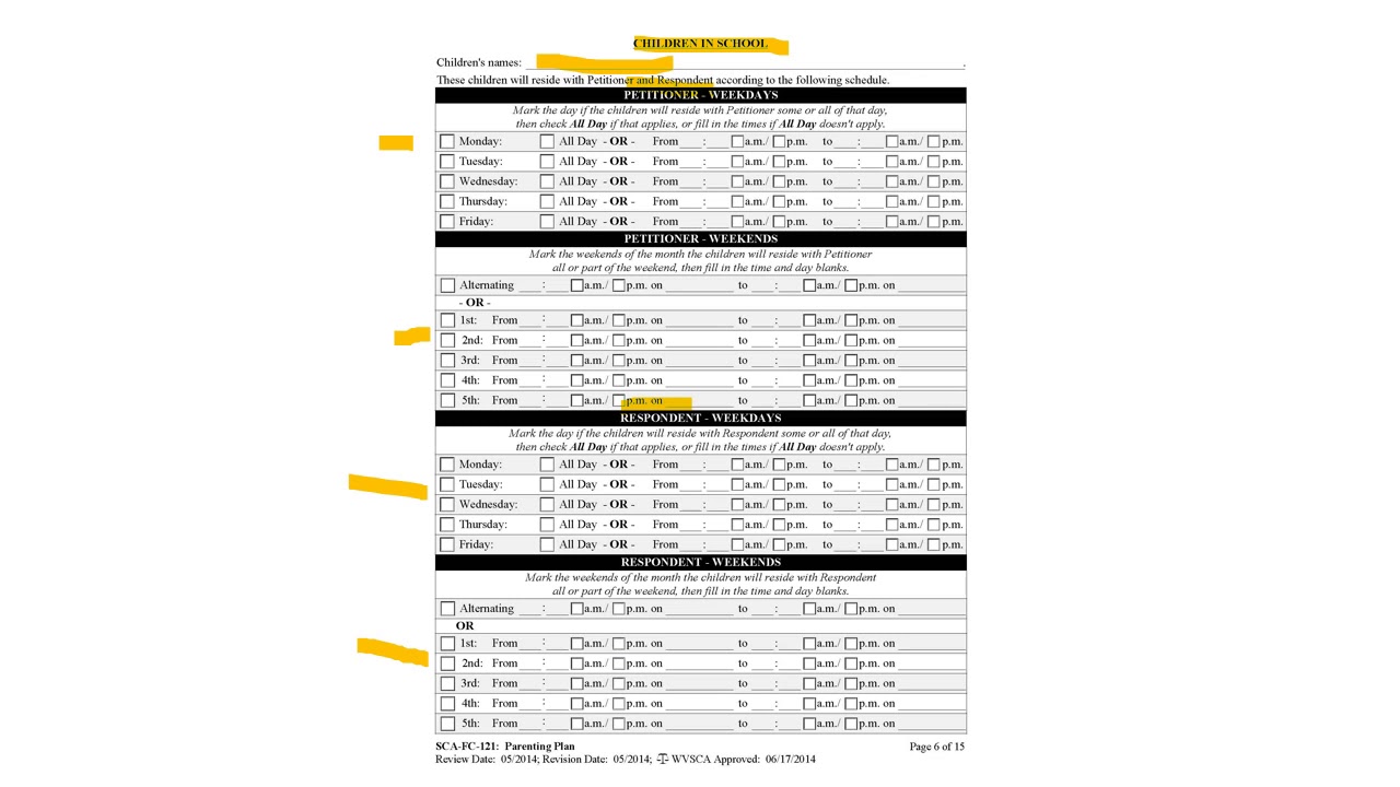 How to Create a Parenting Plan - Child Custody Forms in West Virginia