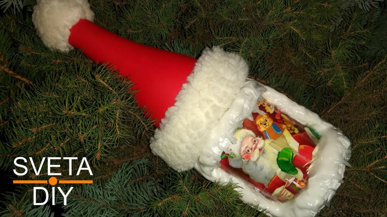 Декупаж для начинающих / Новогодний декор бутылки / Домик санта клауса / DIY Christmas Decoupage