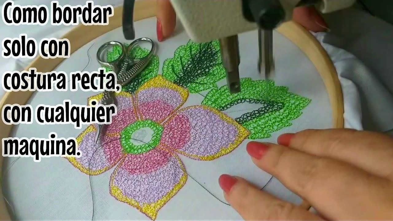Como bordar con cualquier máquina solo con costura recta, puntada de granito o arenilla.