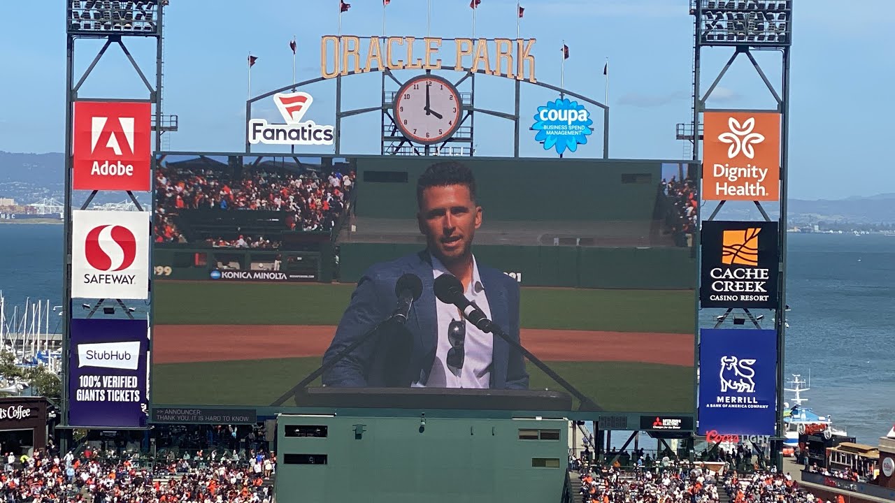 Buster Posey Forever Giant giving his speech at Oracle Park on his day 5/7/22
