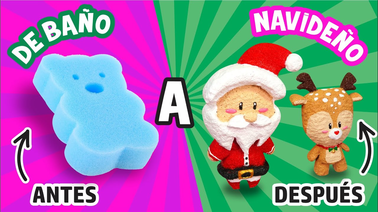 TRANSFORMÉ esponjas de BAÑO de BEBÉ en SQUISHIES NAVIDEÑOS - PARTE 4