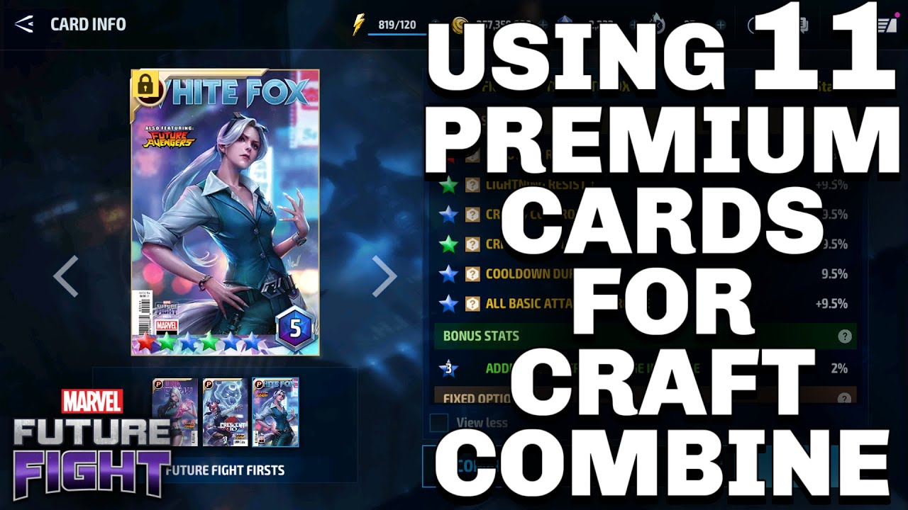 USING 11 PREMIUM CARDS FOR CRAFT COMBINE | MARVEL FUTURE FIGHT