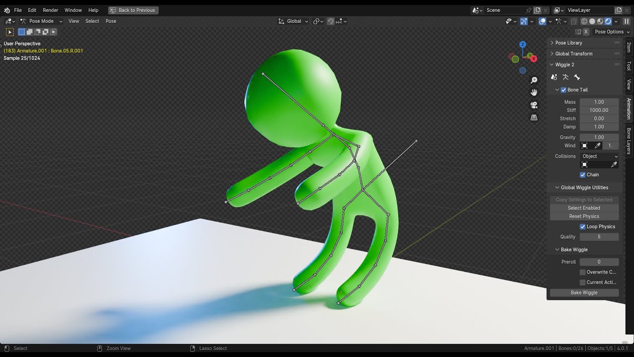 Дополнение Wiggle Bones 2 Blender и как его использовать