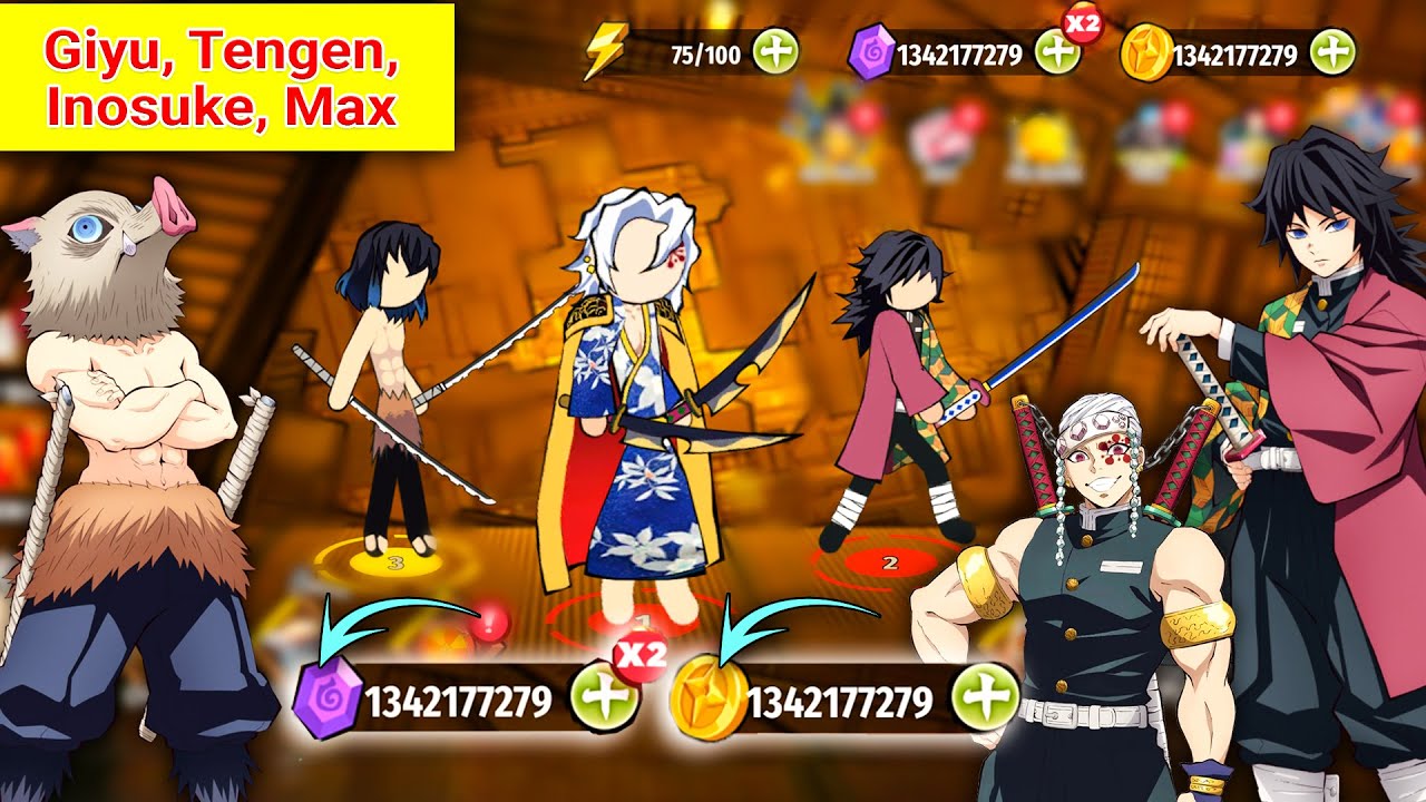 Stick Demon Shadow Fight Mod APK Gameplay | Unlimited Money & Gem | Inosuke, Tengen, Giyu, Max Level