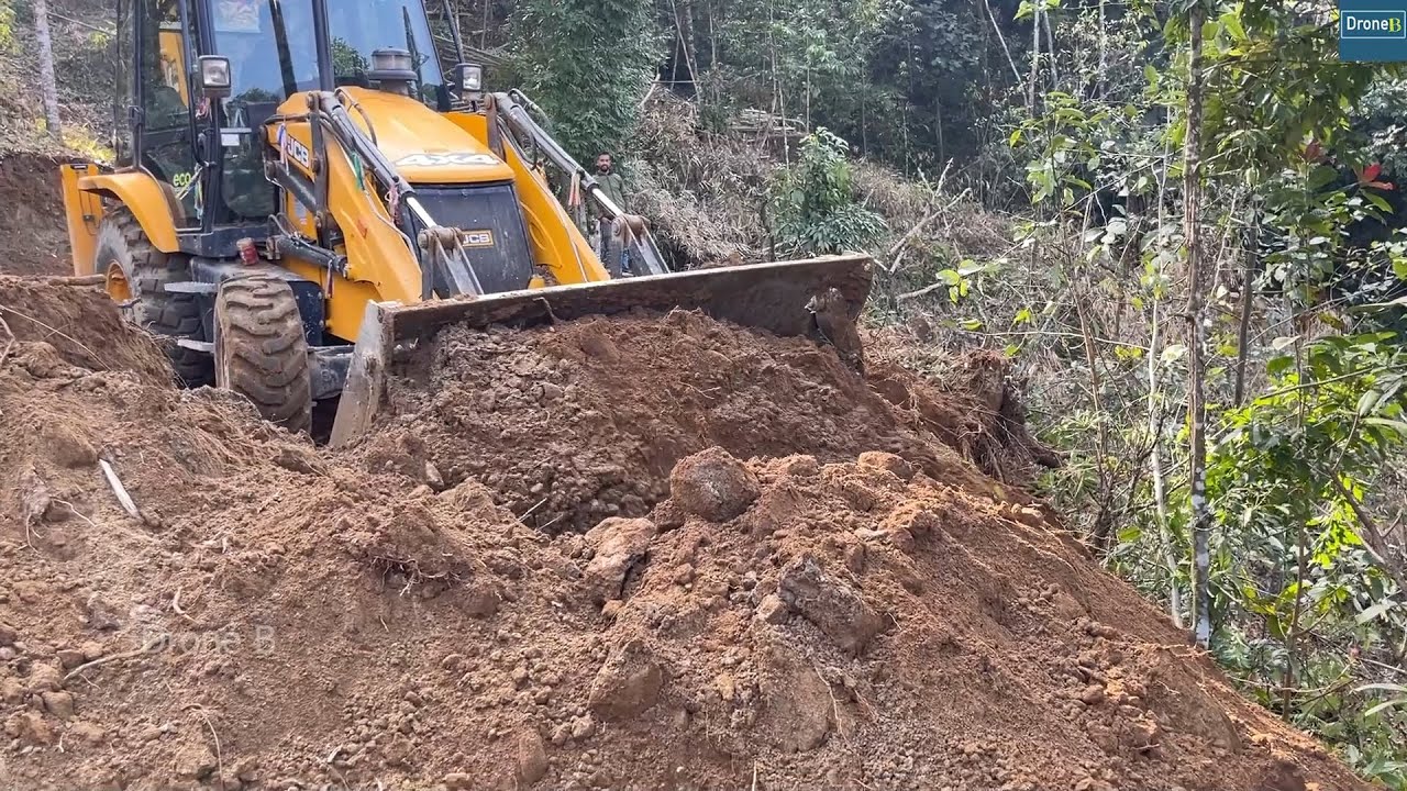 Working on Hill Top is a Challenge | a Boulder nearly Hit a Man while Cutting Hillside