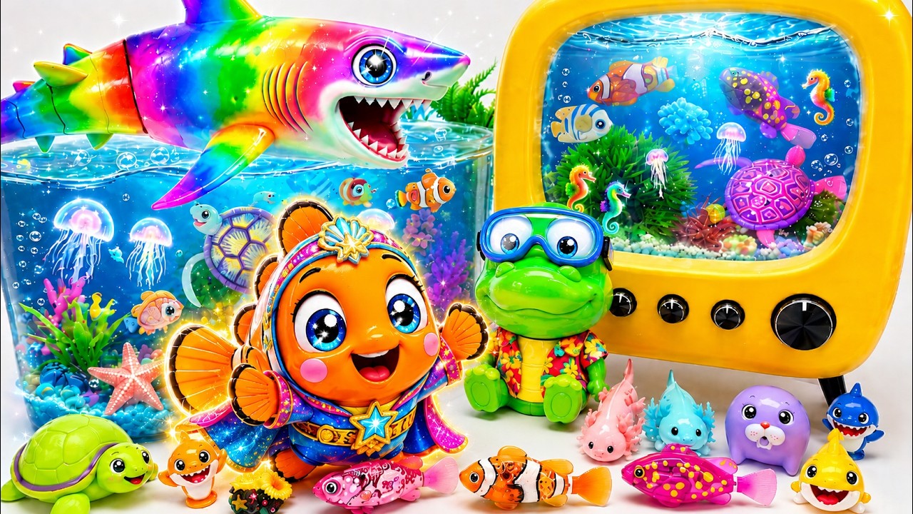 Unboxing Robo Alive Rainbow Shark Robo Alive Nemo Fish & Sea Turtle Aquarium Adventure 🌊🐠