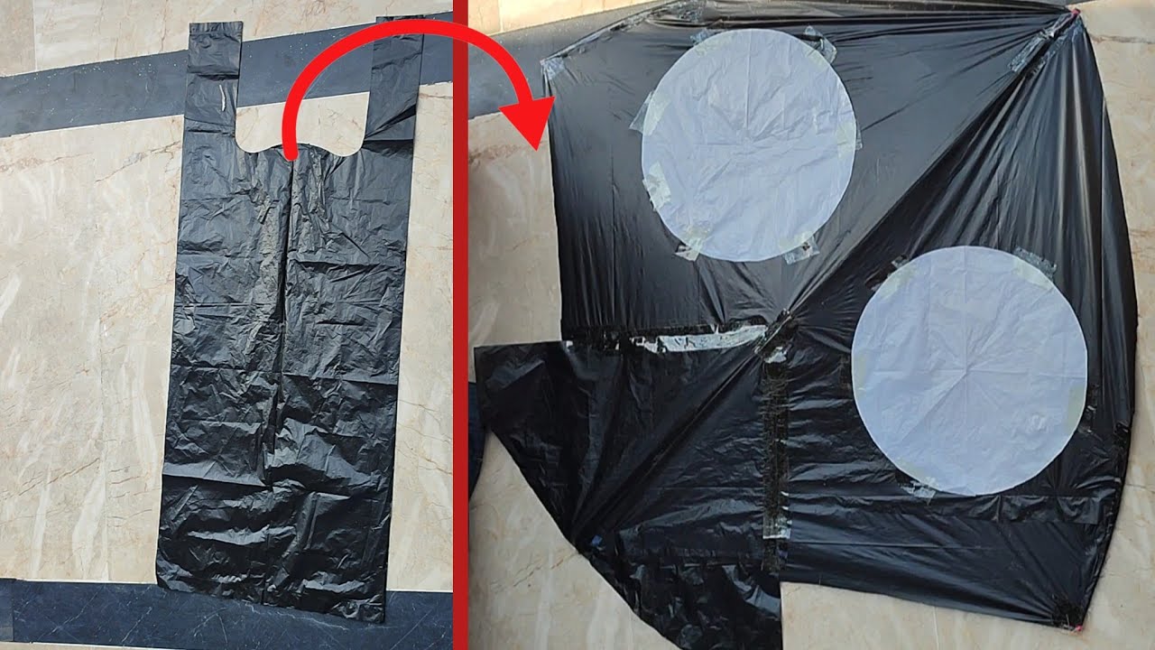 Black Shopper kite Making and Flying Test | Momi lafafa kite | shopping bag kite |Tarzan kites