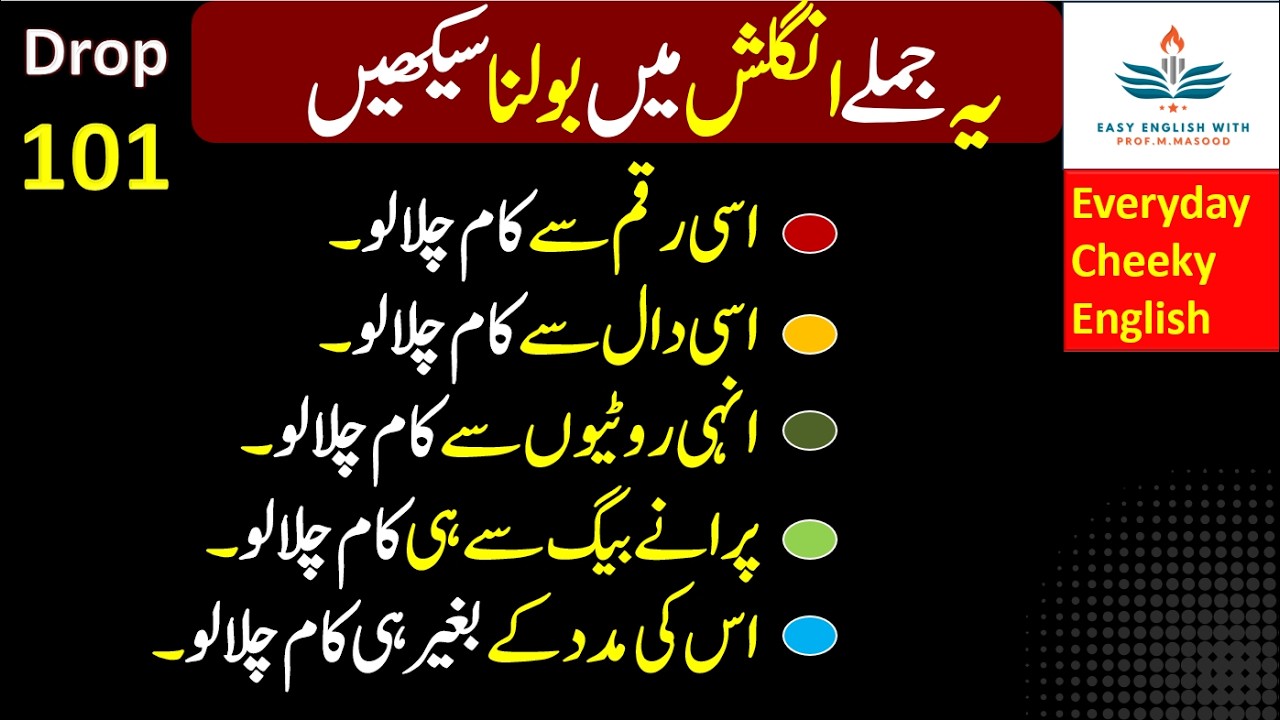 Everyday Cheeky English - Drop 101 |Spoken English |Conversation | Urdu to English | Prof. M. Masood