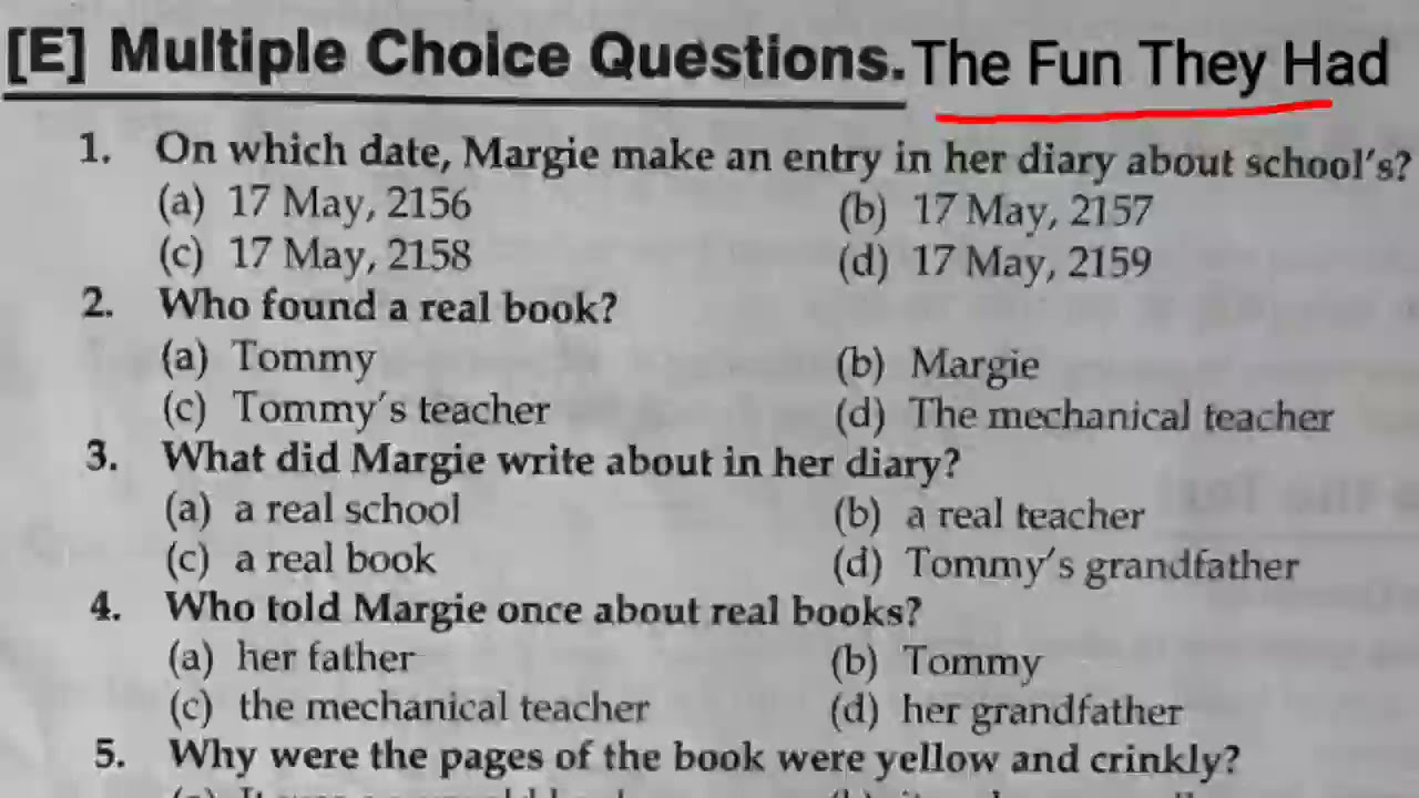 The Fun They Had Mcq Class 9th | Mcq of The Fun They Had | The Fun They Had Mcq in Hindi |