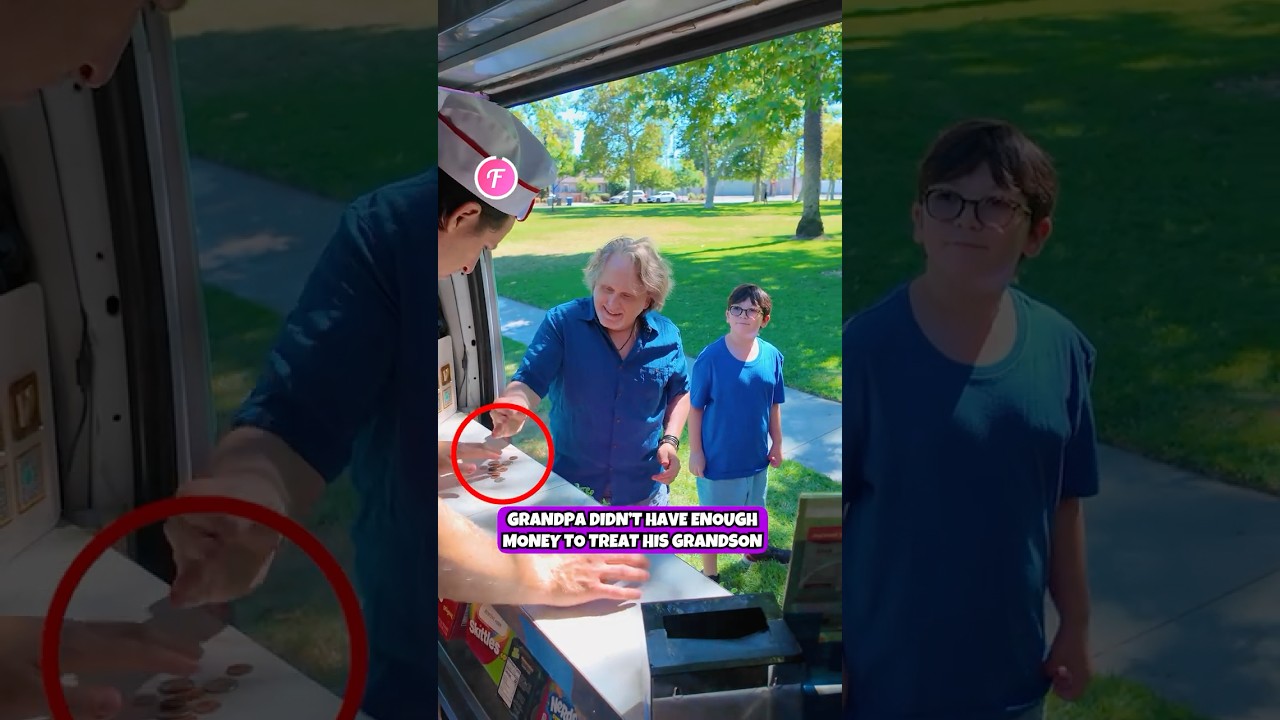 Heartwarming ❤️ Young Stranger Helps Grandpa and Grandson at Ice Cream Truck! 🍦 #kindness #shorts