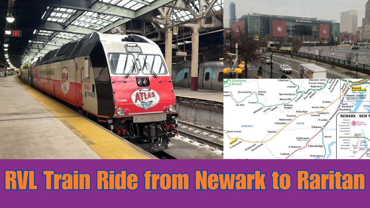 NJ Transit Train Ride from Newark to Raritan. A Dreary Weekend Trip with a Light Snow Dusting.