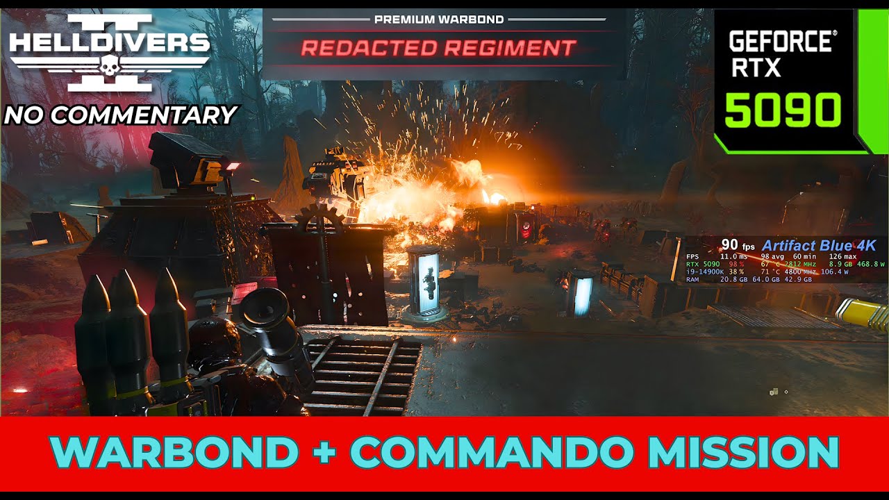 HELLDIVERS 2: Redacted Regiment Warbond Preview + Commando Mission | RTX 5090 4K Max Settings